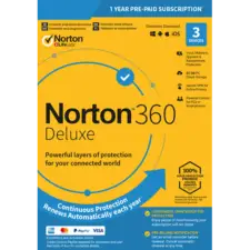 Norton 360 Deluxe – 1-Year / 3-Device – USA/Canada